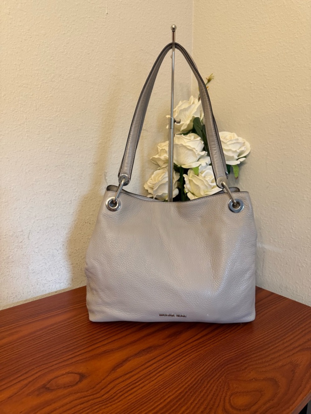 Michael Kors Pebbled Leather Shoulder Bag in Gray